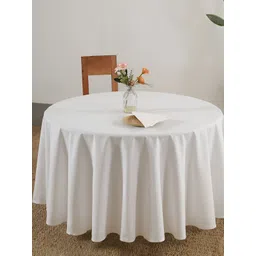 HANDICRAFT PALACE White Cotton Round 4-Seater Table Cover With Napkin Set-picture-15