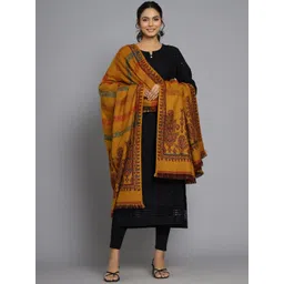 HANDICRAFT PALACE Women Mustard Paisley Hand Woven-Design Shawl-picture-34