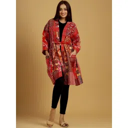 HANDICRAFT PALACE Women Printed Pure Cotton Bath Robe With Belt-picture-29