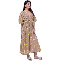 handicraft-palace Women's Cotton Printed Maxi Nightgown (KL-156_Brown)-picture-10