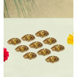 Antique Golden Aluminium Diya In Antique Golden Finish Set of 10, By Handicrafts Paradise-picture-15