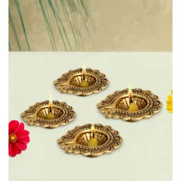 Antique Golden Aluminium Diya In Antique Golden Finish Set of 4, By Handicrafts Paradise-picture-10