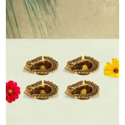 Antique Golden Aluminium Diya In Antique Golden Finish Set of 4, By Handicrafts Paradise-picture-33