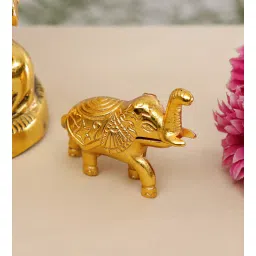 Gold Metal Elephant Shape Haldi Kumkum Holder By Handicrafts Paradise-picture-32
