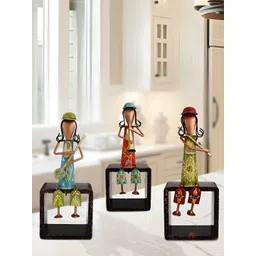 HANDICRAFTS PARADISE Blue and Red 3 Pieces Figurine Musician Seated Ladies Showpiece-picture-19
