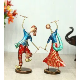 handicrafts paradise Couple Playing Dandia Multicolour Metal Figurine-picture-10