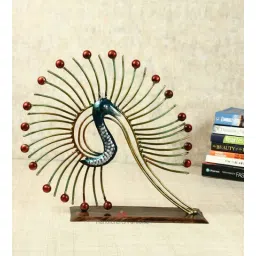 handicrafts paradise Dancing Peacock Multicolour Metal Figurine-picture-31