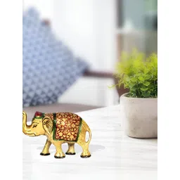 HANDICRAFTS PARADISE Gold Toned & Red Elephant Metal Religious Idol Showpiece-picture-23