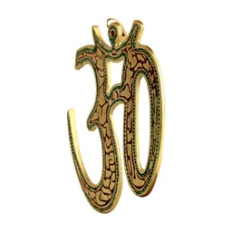 HANDICRAFTS PARADISE Gold Toned & Red Om Shaped Wall Decor image 4