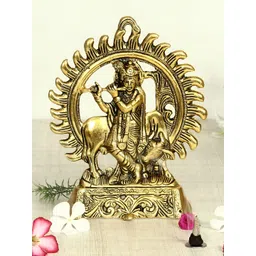 HANDICRAFTS PARADISE Gold-Toned Lord Krishna Showpiece-picture-31