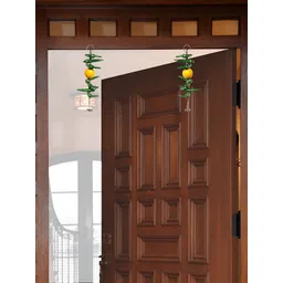 HANDICRAFTS PARADISE Green & Yellow 2 Pieces Nimbu & Mirchi Shaped Hanging Wall Decors-picture-10