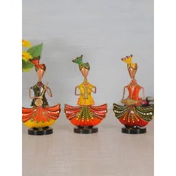 HANDICRAFTS PARADISE Green & Yellow 3 Pcs Tribal Rajasthani Musicians Figurine Showpiece-picture-11