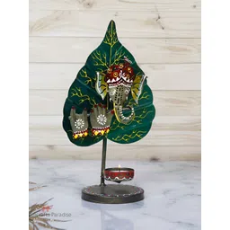 HANDICRAFTS PARADISE Green Ganesh Tealight Figurine Showpiece-picture-20