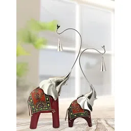 HANDICRAFTS PARADISE Maroon 2 Pieces Elephant With Bells Figurine Showpieces-picture-39