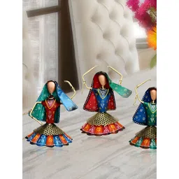 HANDICRAFTS PARADISE Red & Green 3 Pieces Tribal Dancing Ladies Showpieces-picture-17
