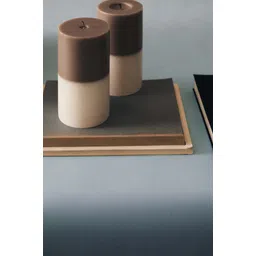 H&M Beige And Brown Large Pillar Candle-image-3