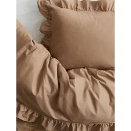 H&M Beige Flounced Pure Cotton Single Duvet Cover Set-picture-37