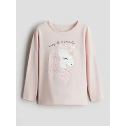 H&M Girls Pink Printed Casual Jersey Top-picture-22