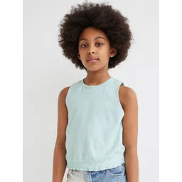 H&M Girls Turquoise Blue Cropped Terry Vest Top-picture-33