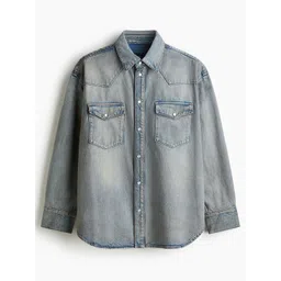 H&M Men Blue Oversized Fit Denim shirt-picture-17