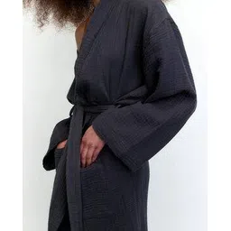 h&m Midi Long Sleeve Muslin Dressing Gown-picture-12