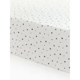H&M White And Blue Pure Cotton Cot Fitted Sheet-image-46