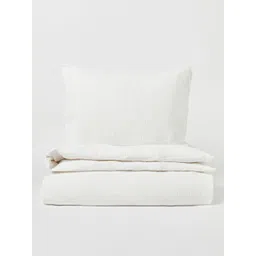 H&M White Solid 250 TC Muslin Single Duvet Cover Set-picture-34