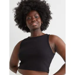 H&M Women Black Cropped Vest Top-picture-37