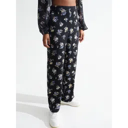 H&M Women Black Wide Trousers-picture-30