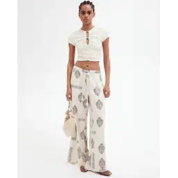 h&m Women Mid Rise Paisley Wide Leg Trousers-picture-20