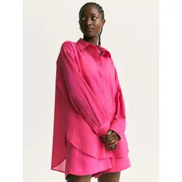 H&M Women Pink Linen-Blend Pull-On Shorts-picture-30