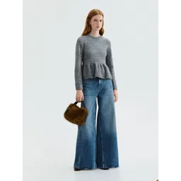 H&M Women Striped Peplum Pullover with Fuzzy Detail-picture-32