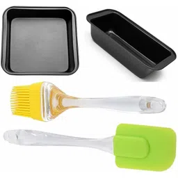 Bread loaf Mould 25cm with Square Cake Mould 22cm, 1pc Silicone Brush and 1pc Silicon Spatula Set for Baking, Cake Making Material, Kitchen Tool Set, Cake Combo (Pack of 4) Kitchen Tool Set-image-17