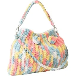 Handmade Crochet Handbag for Women | Stylish Shoulder Bag with Chain Strap | Trendy Pastel Tote Bag for Girls | Lightweight Sling Purse – Gift for Her | for Shopping, Travel, Picnic (Multicolor)-picture-28