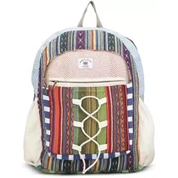 Handmade Himalayan Hemp Backpack for Men & Women | Eco-Friendly Boho Travel Bag with Laptop Compartment | Multicolor Rucksack for College, Office, Hiking, Casual Use-picture-13