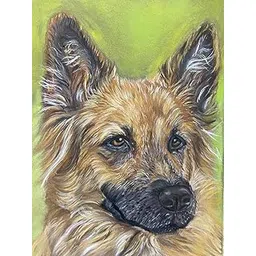 Handmade Pastel Pencil Drawing of a Dog, Size Varies-picture-51