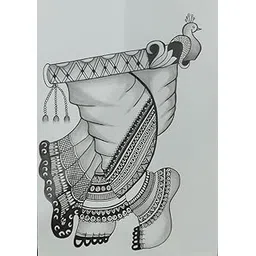 Handmade Pencil Sketch of Traditional Feet and Peacock Design – Intricate Black & White Artwork on A4 Paper for Home Décor, Art Lovers & Gifting (Unframed) by CreatiVista-picture-16