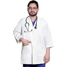 Hangerage Apron Lab Coat White - Unisex 3/4 Sleeves Pack of 1 (M)-picture-49