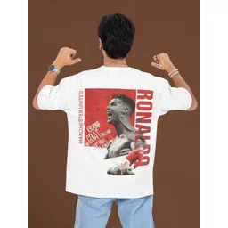 HANGERHOOD Men Manchester United Cristiano Ronaldo Printed Oversized Round Neck T-shirt-picture-39