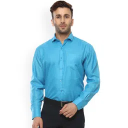 Hangup Men Blue Comfort Regular Fit Solid Formal Shirt-picture-15