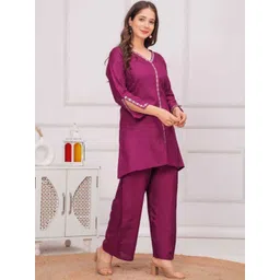 Hans Fashion ENT Women Ethnic Motifs Embroidered Regular Thread Work Kurta with Palazzos-picture-12