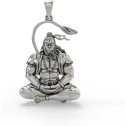 Hanuman ji in Ram Smriti Bajrangbali & Hanuman Ji Sankat Mochan with his Gada Pendant Locket Silver Stainless Steel Pendant,Gadda Locket for Men & Women-picture-48
