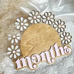 Haoser Wooden Baby Monthly Milestone Discs - Wooden Boho Milestone Markers for Baby Photoshoot - Daisy Name & Rattan Style Discs - 6.5 Inch-picture-28