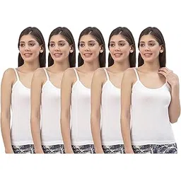hap White Cotton Camisole/Spaghetti top/Slip/Inner/Women/Lingerie & Underwear/Camisoles & Vests/Multi Combo Pack/Pack of Five-picture-30