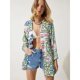 Happiness istanbul Floral Printed Open Front Shrug-picture-30