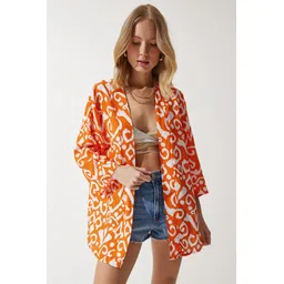 Happiness istanbul Printed Open Front Shrug-picture-27