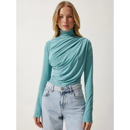 Happiness istanbul Solid Gathered High Neck Top-picture-25