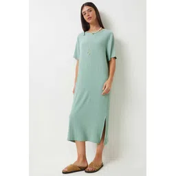 Happiness istanbul Solid T-shirt Midi Dress-picture-42