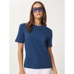 Happiness istanbul Women Solid Round Neck Cotton T-shirt-picture-38