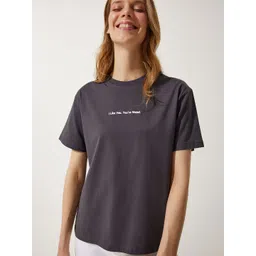 Happiness istanbul Women Typography Printed Round Neck Cotton T-shirt-picture-25